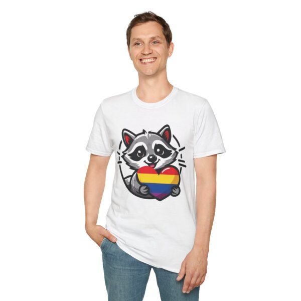 Rainbow Raccoon Pride T-Shirt, LGBTQ+ Apparel, Unisex T-Shirt, Soft Cotton Tee, Gift for Pride Month, Fun LGBTQ Gift - Image 5