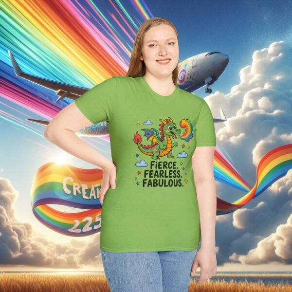 Fierce & Fabulous Pride T-Shirt, LGBTQ+ Shirt, Rainbow Dragon Tee, Unisex Softstyle Top, Gift for Pride Month - Image 19