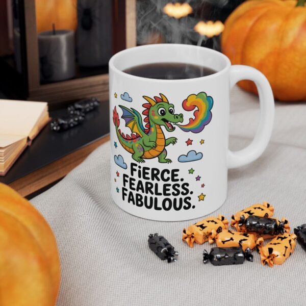 Fierce & Fabulous Ceramic Mug - Rainbow Dragon Design, Inspirational Gift, Coffee or Tea Mug, Fun Personality, Unique Drinkware - Image 5