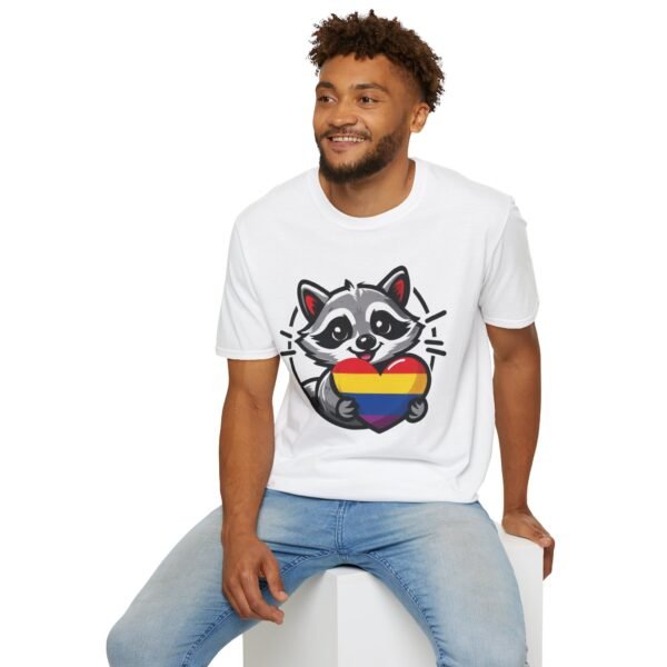 Rainbow Raccoon Pride T-Shirt, LGBTQ+ Apparel, Unisex T-Shirt, Soft Cotton Tee, Gift for Pride Month, Fun LGBTQ Gift - Image 7