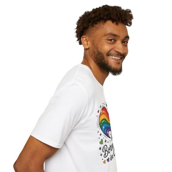 Colorful Heart Graphic T-Shirt, LGBTQ Pride Apparel, Born to Love in Color Tee, Unisex Casual Wear, Gift for Friends - Image 11