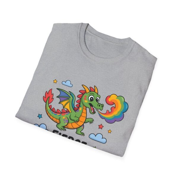 Fierce & Fabulous Pride T-Shirt, LGBTQ+ Shirt, Rainbow Dragon Tee, Unisex Softstyle Top, Gift for Pride Month - Image 8