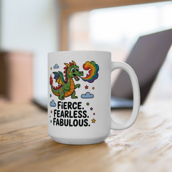 Fierce & Fabulous Ceramic Mug - Rainbow Dragon Design, Inspirational Gift, Coffee or Tea Mug, Fun Personality, Unique Drinkware - Image 10