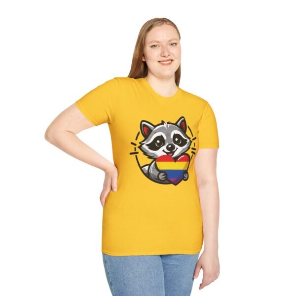 Rainbow Raccoon Pride T-Shirt, LGBTQ+ Apparel, Unisex T-Shirt, Soft Cotton Tee, Gift for Pride Month, Fun LGBTQ Gift - Image 9