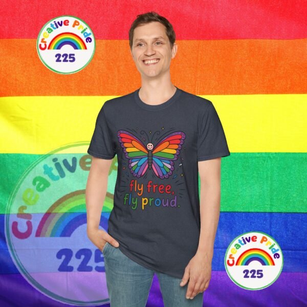 Rainbow Butterfly Pride T-Shirt, LGBTQ+ Gift, Fly Free Fly Proud Tee, Summer Pride Apparel, Unisex Festival Shirt - Image 18