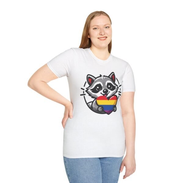 Rainbow Raccoon Pride T-Shirt, LGBTQ+ Apparel, Unisex T-Shirt, Soft Cotton Tee, Gift for Pride Month, Fun LGBTQ Gift - Image 4
