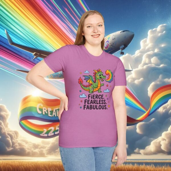 Fierce & Fabulous Pride T-Shirt, LGBTQ+ Shirt, Rainbow Dragon Tee, Unisex Softstyle Top, Gift for Pride Month - Image 26