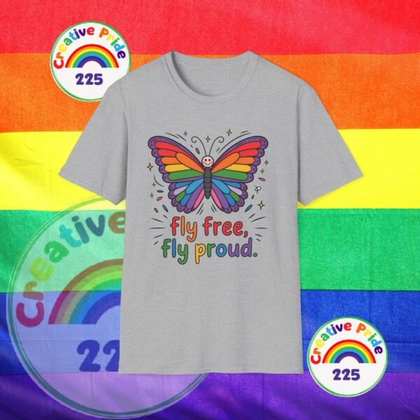 Rainbow Butterfly Pride T-Shirt, LGBTQ+ Gift, Fly Free Fly Proud Tee, Summer Pride Apparel, Unisex Festival Shirt - Image 6