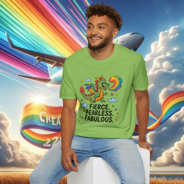 Fierce & Fabulous Pride T-Shirt, LGBTQ+ Shirt, Rainbow Dragon Tee, Unisex Softstyle Top, Gift for Pride Month - Image 21