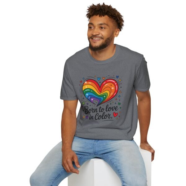Colorful Heart Graphic T-Shirt, LGBTQ Pride Apparel, Born to Love in Color Tee, Unisex Casual Wear, Gift for Friends - Image 51
