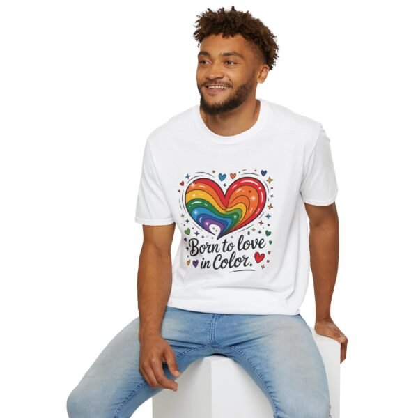 Colorful Heart Graphic T-Shirt, LGBTQ Pride Apparel, Born to Love in Color Tee, Unisex Casual Wear, Gift for Friends - Image 12