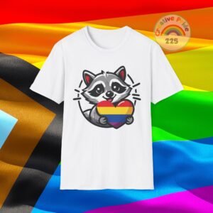 Rainbow Raccoon Pride T-Shirt, LGBTQ+ Apparel, Unisex T-Shirt, Soft Cotton Tee, Gift for Pride Month, Fun LGBTQ Gift