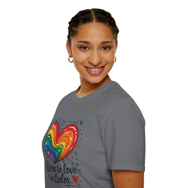 Colorful Heart Graphic T-Shirt, LGBTQ Pride Apparel, Born to Love in Color Tee, Unisex Casual Wear, Gift for Friends - Image 48
