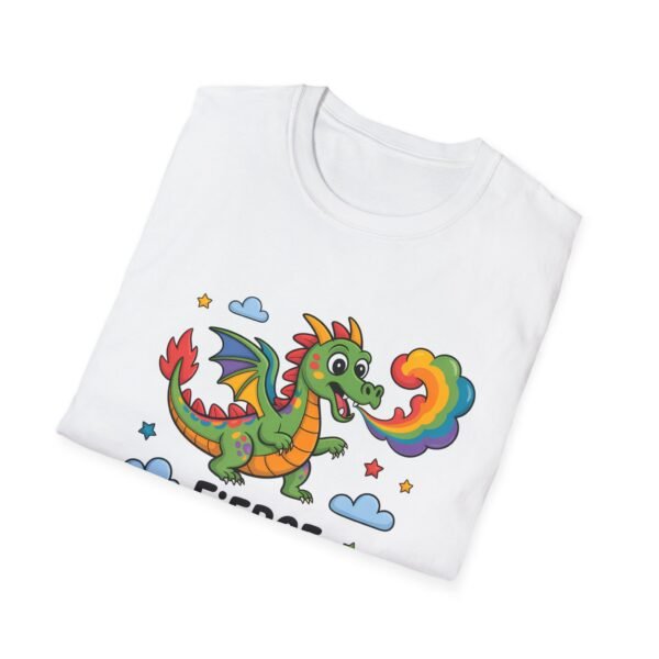 Fierce & Fabulous Pride T-Shirt, LGBTQ+ Shirt, Rainbow Dragon Tee, Unisex Softstyle Top, Gift for Pride Month - Image 4