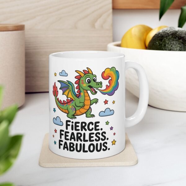 Fierce & Fabulous Ceramic Mug - Rainbow Dragon Design, Inspirational Gift, Coffee or Tea Mug, Fun Personality, Unique Drinkware - Image 6