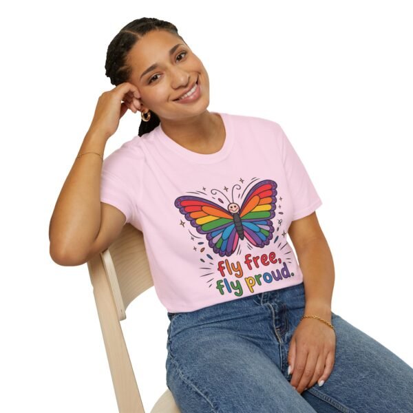 Rainbow Butterfly Pride T-Shirt, LGBTQ+ Gift, Fly Free Fly Proud Tee, Summer Pride Apparel, Unisex Festival Shirt - Image 22
