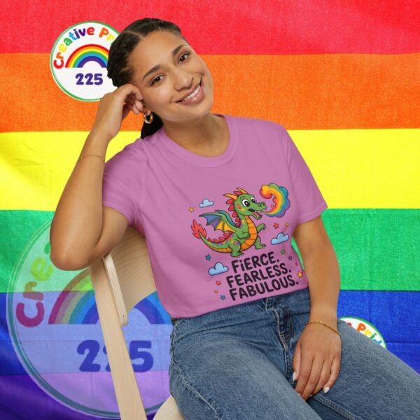 Fierce & Fabulous Pride T-Shirt, LGBTQ+ Shirt, Rainbow Dragon Tee, Unisex Softstyle Top, Gift for Pride Month - Image 28
