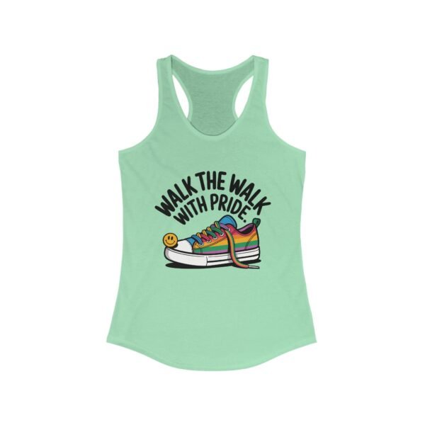 Women's Pride Themed Racerback Tank - 'Walk the Walk with Pride', LGBTQ+ Apparel, Summer Workout Top, Festival Wear, Gift for Her - Image 7