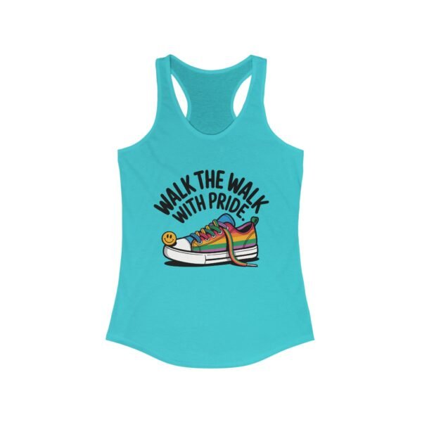 Women's Pride Themed Racerback Tank - 'Walk the Walk with Pride', LGBTQ+ Apparel, Summer Workout Top, Festival Wear, Gift for Her - Image 11
