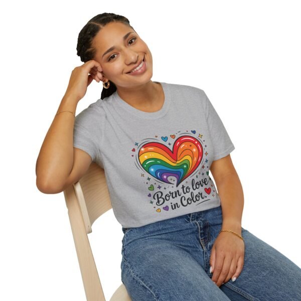 Colorful Heart Graphic T-Shirt, LGBTQ Pride Apparel, Born to Love in Color Tee, Unisex Casual Wear, Gift for Friends - Image 23