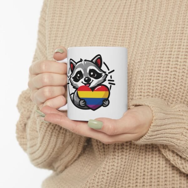 Adorable Raccoon Pride Mug - Cute Animal Coffee Cup for LGBTQ+ Celebration, Gift for Friends, Colorful Ceramic Drinkware - Image 8