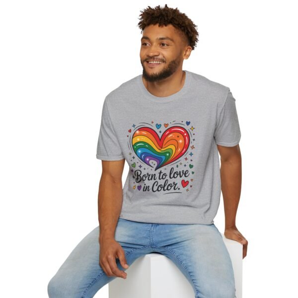 Colorful Heart Graphic T-Shirt, LGBTQ Pride Apparel, Born to Love in Color Tee, Unisex Casual Wear, Gift for Friends - Image 25