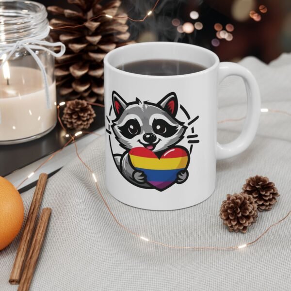 Adorable Raccoon Pride Mug - Cute Animal Coffee Cup for LGBTQ+ Celebration, Gift for Friends, Colorful Ceramic Drinkware - Image 6