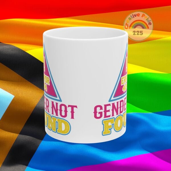 LGBTQ+ Statement Ceramic Mug - "Gender Not Found" Coffee Cup, Pride Gift, Rainbow Mug, Empowerment Drinkware, Supportive Home Decor - Image 2
