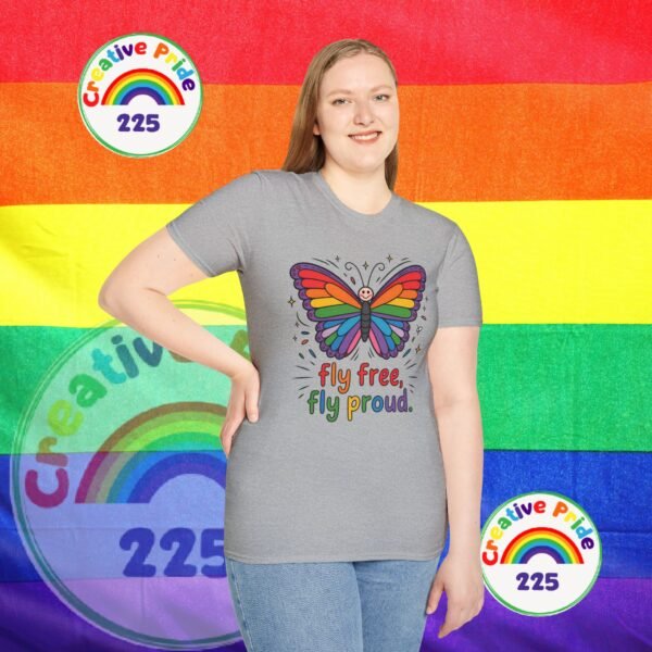 Rainbow Butterfly Pride T-Shirt, LGBTQ+ Gift, Fly Free Fly Proud Tee, Summer Pride Apparel, Unisex Festival Shirt - Image 10