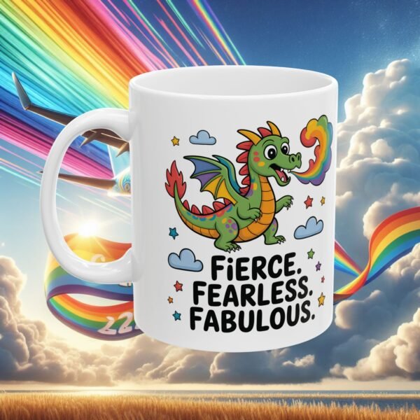 Fierce & Fabulous Ceramic Mug - Rainbow Dragon Design, Inspirational Gift, Coffee or Tea Mug, Fun Personality, Unique Drinkware - Image 2