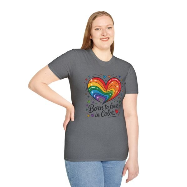 Colorful Heart Graphic T-Shirt, LGBTQ Pride Apparel, Born to Love in Color Tee, Unisex Casual Wear, Gift for Friends - Image 44