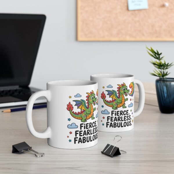 Fierce & Fabulous Ceramic Mug - Rainbow Dragon Design, Inspirational Gift, Coffee or Tea Mug, Fun Personality, Unique Drinkware - Image 4