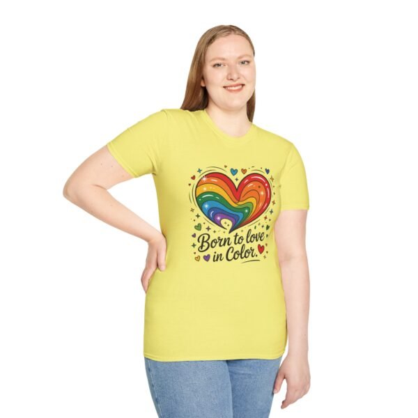 Colorful Heart Graphic T-Shirt, LGBTQ Pride Apparel, Born to Love in Color Tee, Unisex Casual Wear, Gift for Friends - Image 31