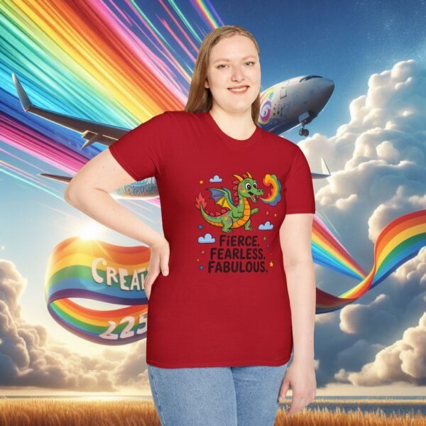 Fierce & Fabulous Pride T-Shirt, LGBTQ+ Shirt, Rainbow Dragon Tee, Unisex Softstyle Top, Gift for Pride Month - Image 33