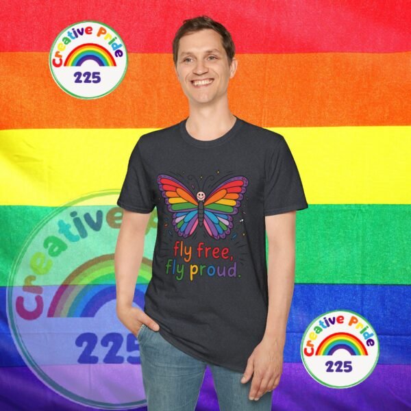 Rainbow Butterfly Pride T-Shirt, LGBTQ+ Gift, Fly Free Fly Proud Tee, Summer Pride Apparel, Unisex Festival Shirt - Image 14