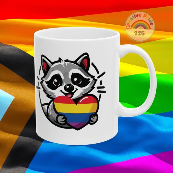 Adorable Raccoon Pride Mug - Cute Animal Coffee Cup for LGBTQ+ Celebration, Gift for Friends, Colorful Ceramic Drinkware - Image 5