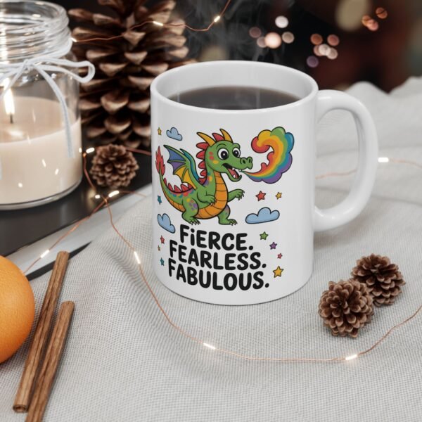 Fierce & Fabulous Ceramic Mug - Rainbow Dragon Design, Inspirational Gift, Coffee or Tea Mug, Fun Personality, Unique Drinkware - Image 3