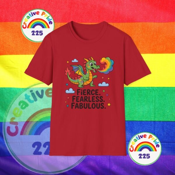 Fierce & Fabulous Pride T-Shirt, LGBTQ+ Shirt, Rainbow Dragon Tee, Unisex Softstyle Top, Gift for Pride Month - Image 31