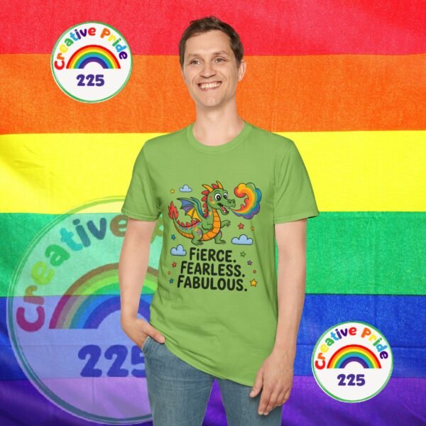 Fierce & Fabulous Pride T-Shirt, LGBTQ+ Shirt, Rainbow Dragon Tee, Unisex Softstyle Top, Gift for Pride Month - Image 20