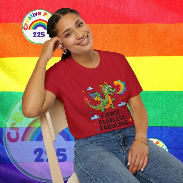 Fierce & Fabulous Pride T-Shirt, LGBTQ+ Shirt, Rainbow Dragon Tee, Unisex Softstyle Top, Gift for Pride Month - Image 35