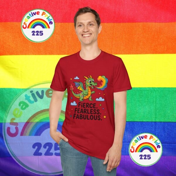 Fierce & Fabulous Pride T-Shirt, LGBTQ+ Shirt, Rainbow Dragon Tee, Unisex Softstyle Top, Gift for Pride Month - Image 34