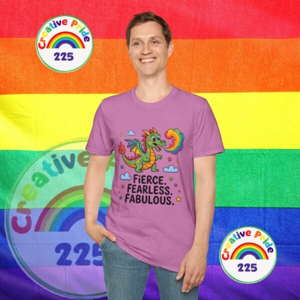 Fierce & Fabulous Pride T-Shirt, LGBTQ+ Shirt, Rainbow Dragon Tee, Unisex Softstyle Top, Gift for Pride Month - Image 27